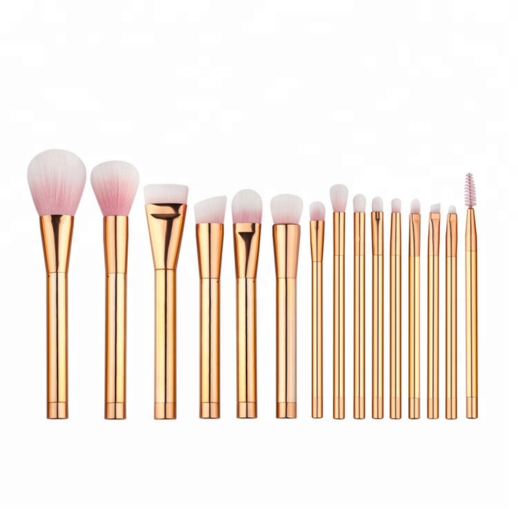 High Quality Custom 15 Pcs Makeup Brush Set Professional Face Eye Blush Foundation Powder Cosmetic Brushes